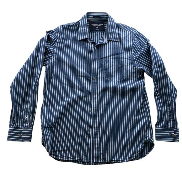 American Eagle Outfitters Other - American Eagle Outfitters Mens Shirt Large Long Sleeve Blue Striped Button Up